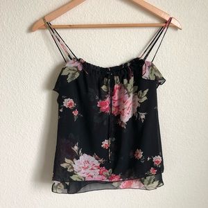Express floral chiffon double spaghetti cami tank